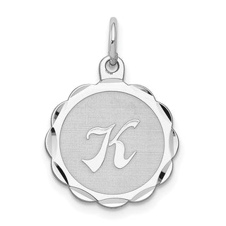 Sterling Silver Rhodium-plated Brocade-Like Initial K Charm QC4161K