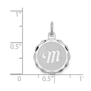Sterling Silver Rhodium-plated Brocade-Like Initial M Charm QC4161M