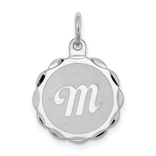 Sterling Silver Rhodium-plated Brocade-Like Initial M Charm QC4161M