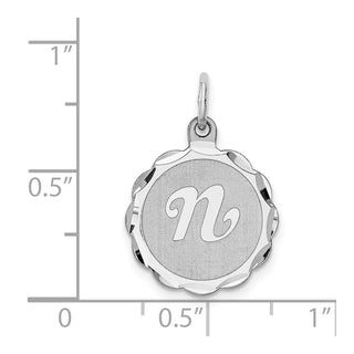 Sterling Silver Rhodium-plated Brocade-Like Initial N Charm QC4161N