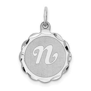 Sterling Silver Rhodium-plated Brocade-Like Initial N Charm QC4161N