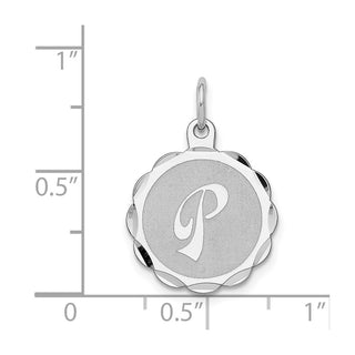 Sterling Silver Rhodium-plated Brocade-Like Initial P Charm QC4161P