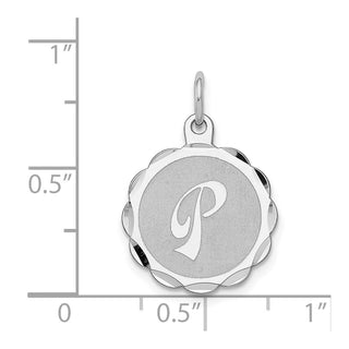 Sterling Silver Rhodium-plated Brocade-Like Initial P Charm QC4161P