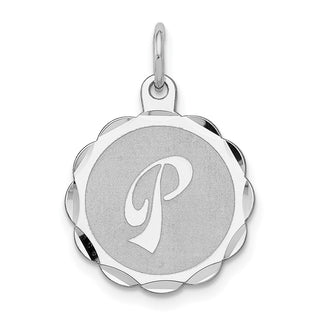 Sterling Silver Rhodium-plated Brocade-Like Initial P Charm QC4161P
