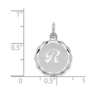 Sterling Silver Rhodium-plated Brocade-Like Initial R Charm QC4161R
