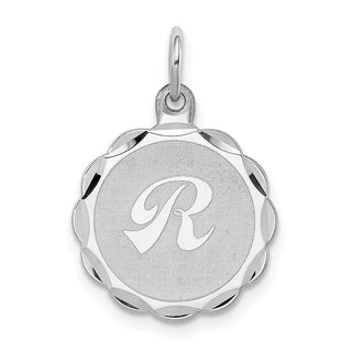 Sterling Silver Rhodium-plated Brocade-Like Initial R Charm QC4161R