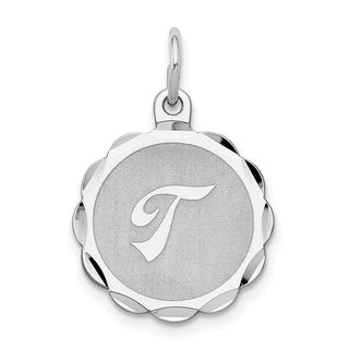 Sterling Silver Rhodium-plated Brocade-Like Initial T Charm QC4161T