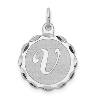 Sterling Silver Rhodium-plated Brocaded Initial Y Charm