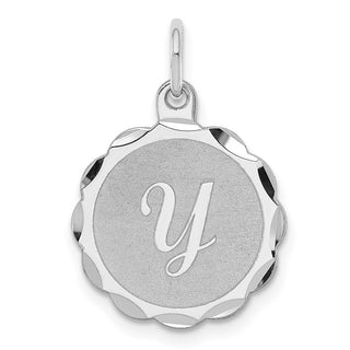 Sterling Silver Rhodium-plated Brocaded Initial Y Charm