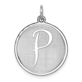 Sterling Silver Rhodium-plated Brocade-Like Initial P Charm QC4162P