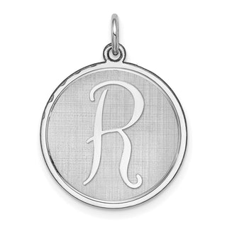Sterling Silver Rhodium-plated Brocade-Like Initial R Charm QC4162R