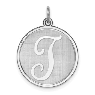 Sterling Silver Rhodium-plated Brocade-Like Initial T Charm QC4162T