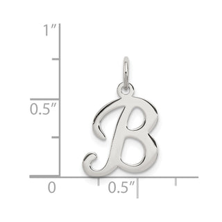 Sterling Silver Rhodium-plated Stamped Initial B Charm