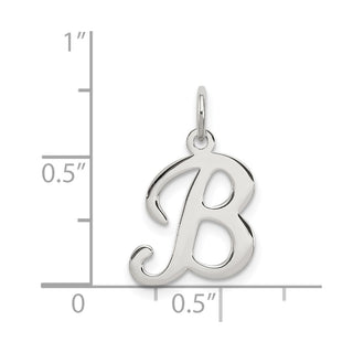 Sterling Silver Rhodium-plated Stamped Initial B Charm