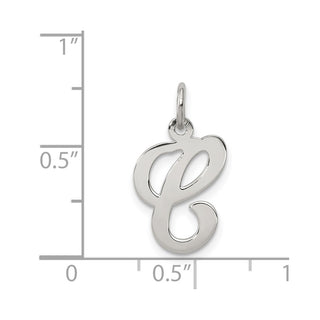 Sterling Silver Rhodium-plated Stamped Initial C Charm