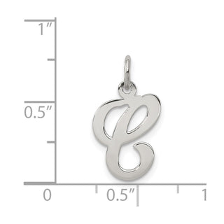 Sterling Silver Rhodium-plated Stamped Initial C Charm