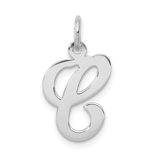 Sterling Silver Rhodium-plated Stamped Initial C Charm