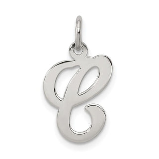 Sterling Silver Rhodium-plated Stamped Initial C Charm