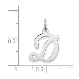 Sterling Silver Rhodium-plated Stamped Initial D Charm