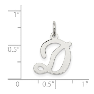 Sterling Silver Rhodium-plated Stamped Initial D Charm