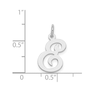Sterling Silver Rhodium-plated Stamped Initial E Charm