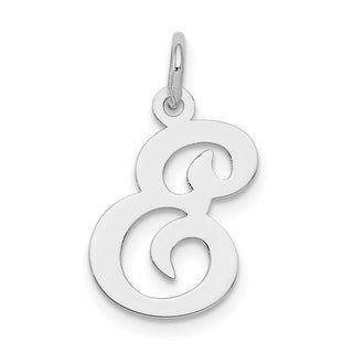 Sterling Silver Rhodium-plated Stamped Initial E Charm
