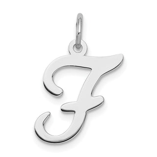 Sterling Silver Rhodium-plated Stamped Initial F Charm