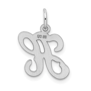 Sterling Silver Rhodium-plated Stamped Initial H Charm