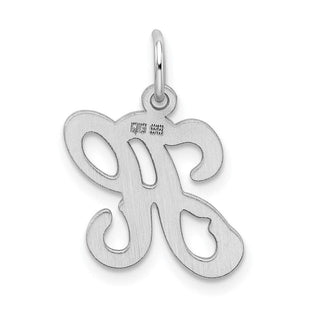 Sterling Silver Rhodium-plated Stamped Initial H Charm