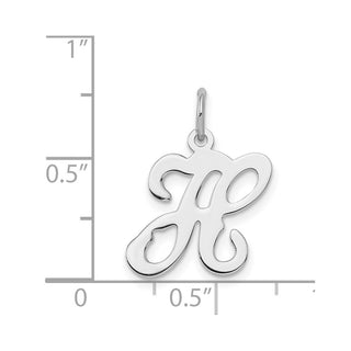 Sterling Silver Rhodium-plated Stamped Initial H Charm