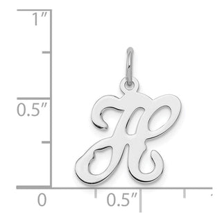 Sterling Silver Rhodium-plated Stamped Initial H Charm