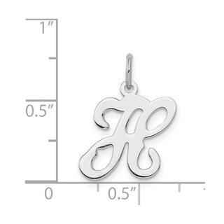 Sterling Silver Rhodium-plated Stamped Initial H Charm