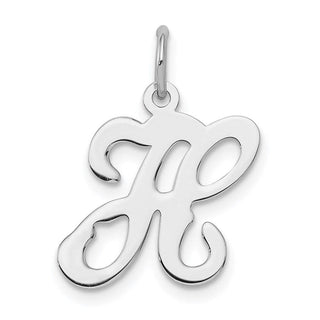 Sterling Silver Rhodium-plated Stamped Initial H Charm