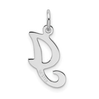 Sterling Silver Rhodium-plated Stamped Initial I Charm