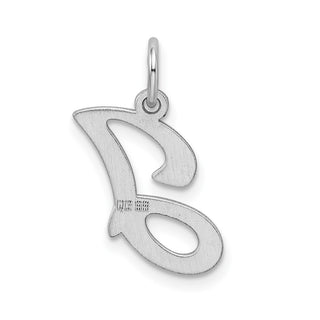 Sterling Silver Rhodium-plated Stamped Initial J Polished Charm