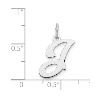 Sterling Silver Rhodium-plated Stamped Initial J Polished Charm