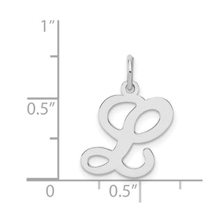Sterling Silver Rhodium-plated Stamped Initial L Charm