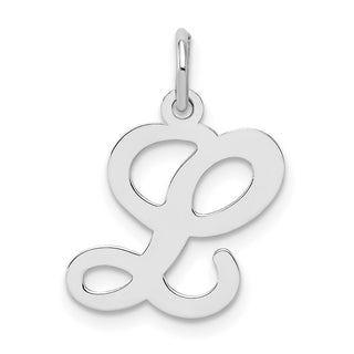 Sterling Silver Rhodium-plated Stamped Initial L Charm