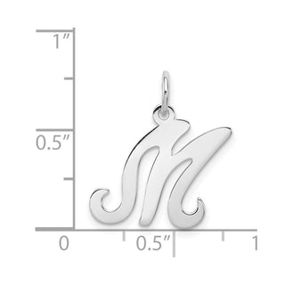 Sterling Silver Rhodium-plated Stamped Initial M Charm