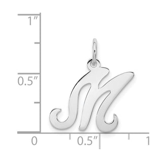 Sterling Silver Rhodium-plated Stamped Initial M Charm
