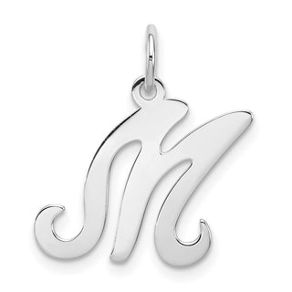 Sterling Silver Rhodium-plated Stamped Initial M Charm
