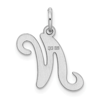 Sterling Silver Rhodium-plated Stamped Initial N Charm