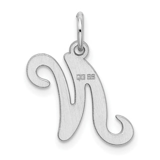 Sterling Silver Rhodium-plated Stamped Initial N Charm