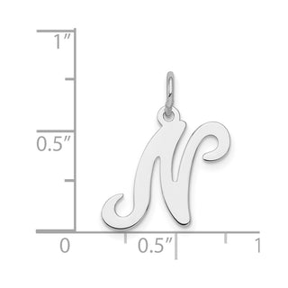 Sterling Silver Rhodium-plated Stamped Initial N Charm