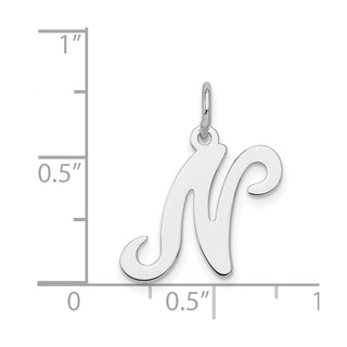Sterling Silver Rhodium-plated Stamped Initial N Charm