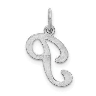 Sterling Silver Rhodium-plated Stamped Initial P Charm