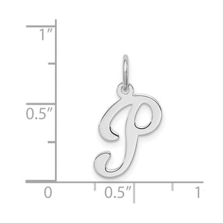 Sterling Silver Rhodium-plated Stamped Initial P Charm