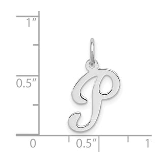 Sterling Silver Rhodium-plated Stamped Initial P Charm