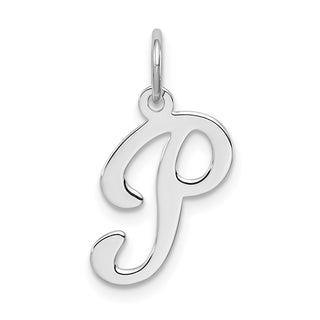 Sterling Silver Rhodium-plated Stamped Initial P Charm
