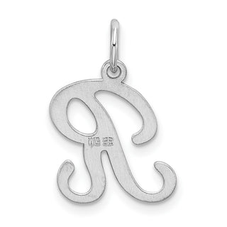 Sterling Silver Rhodium-plated Stamped Initial R Charm
